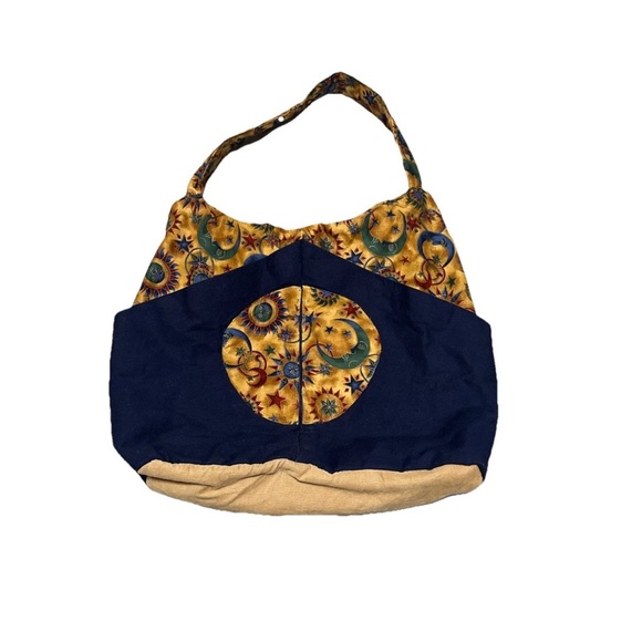 Boho Celestial Hobo Bag Handmade Shoulder Tote Corduroy Witchy Moon Stars Artsy - Picture 1 of 8